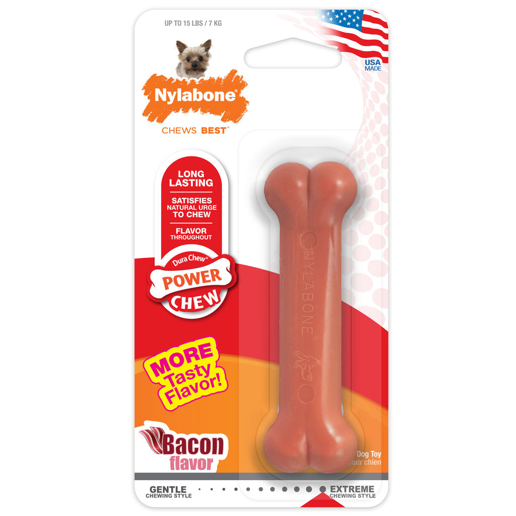 Nylabone Power Chew Dog Toy Bacon 1ea/XS/Petite - Up To 15 lb