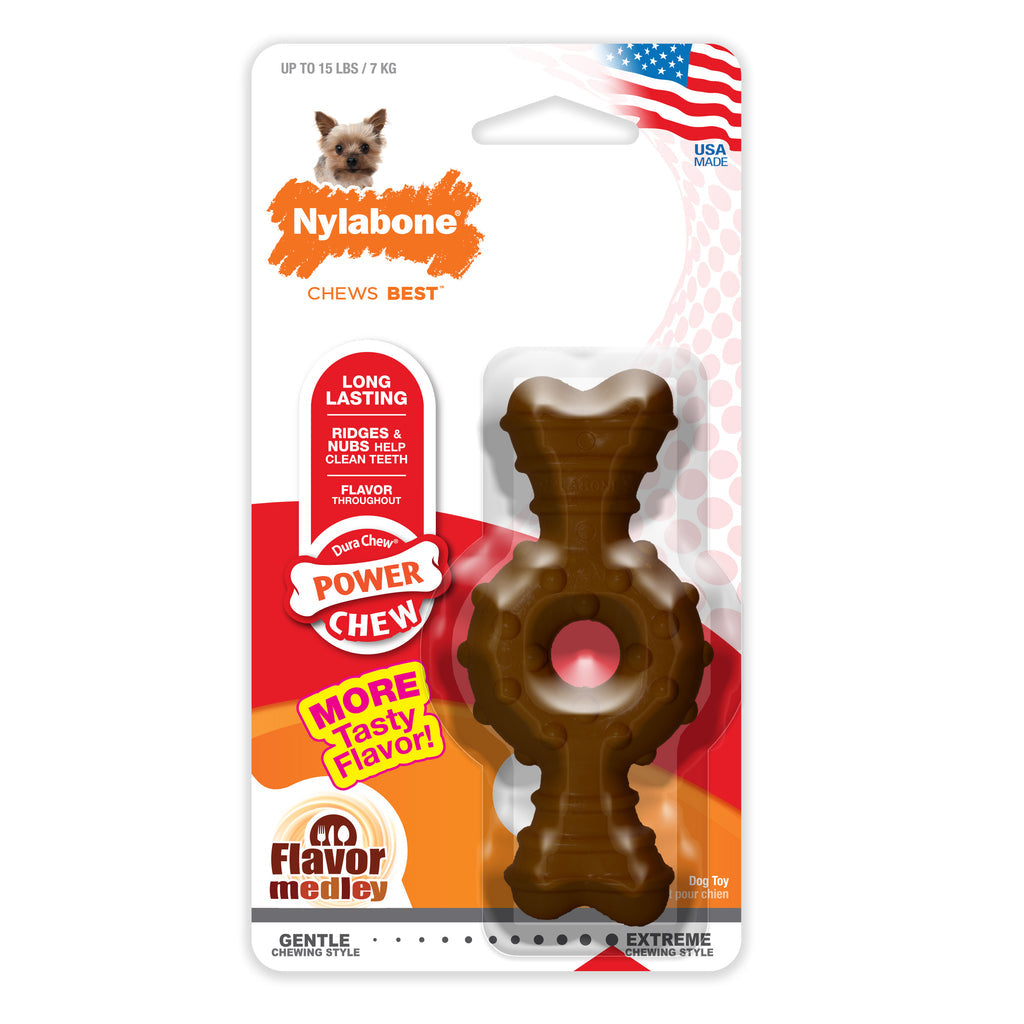 Nylabone Power Chew Ring Bone Dog Chew Toy Flavor Medley 1ea/XS/Petite - Up To 15 lb