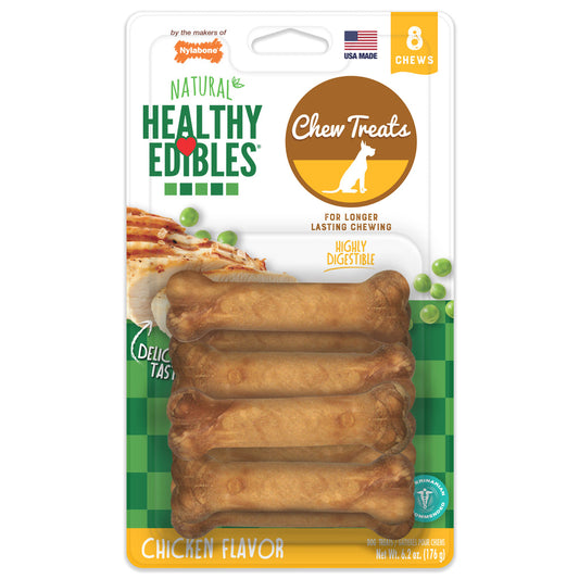 Nylabone Healthy Edibles AllNatural Long Lasting Chicken Dog Chew Treats Chicken, XS/Petite  Up To 15 Lbs. 8 ct