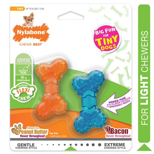 Nylabone Moderate Chew FlexiChew Bone Peanut Butter & Bacon 1ea/XXS/Tiny - Up To 8 lb