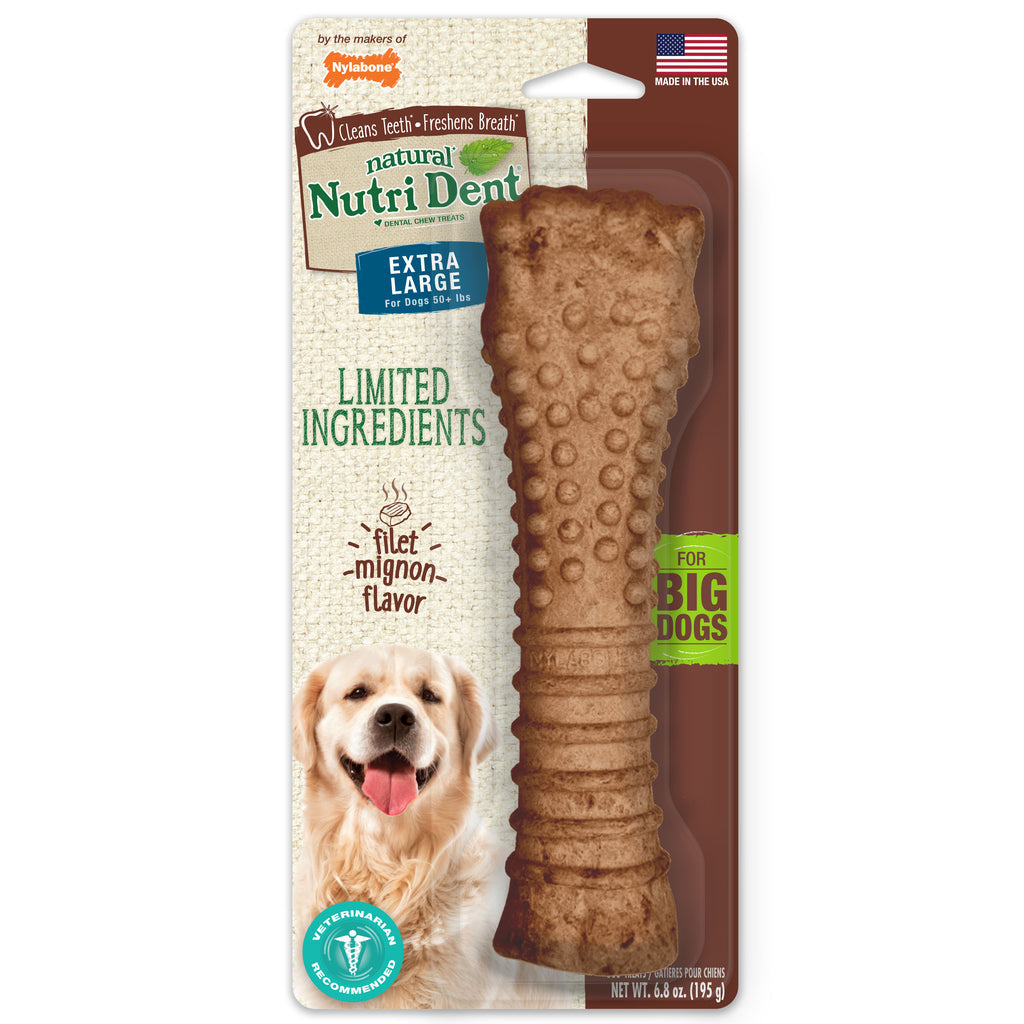 Nylabone Nutri Dent Filet Mignon Dog Dental Chews Filet Mignon 1ea/XL/Souper - 50+ lb