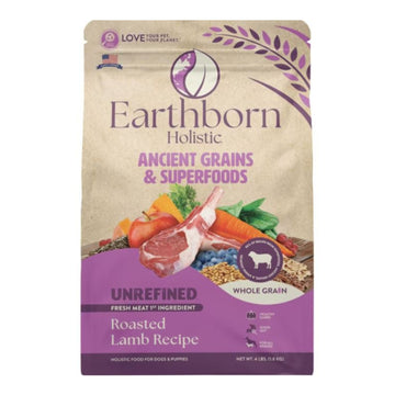 Earthborn Holistic Unrefined Whole Grain Dog Food Roasted Lamb 4 Lb