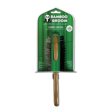 Bamboo Groom Combo Brush with Bristles and Pins Large