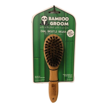 Bamboo Groom Oval Boar Bristle Brush Small/Medium