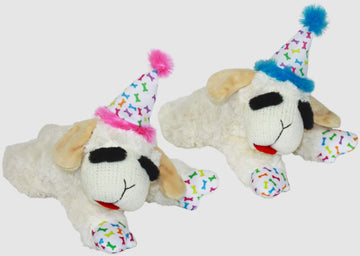 Multipet Lamb Chop w/Birthday Hat Dog Toy 1ea/10.5 in