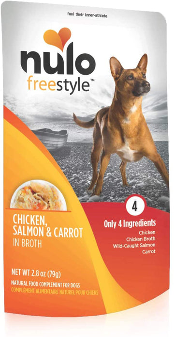 Nulo Freestyle Dog Food Topper Chicken, Salmon & Carrot in Broth 2.8oz. (Case of 24)