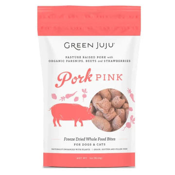 Green Juju Dog Freeze Dried Topper Pork Pink 3oz.