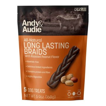 Andy & Audie Alternative Braid Chews For Dogs Nut Medium-5 Count 5.9oz.