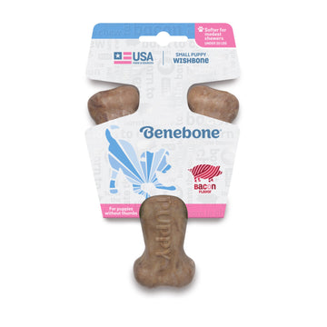 !Benebone Puppy Wishbone Dog Chew Toy Bacon, 1ea/SM