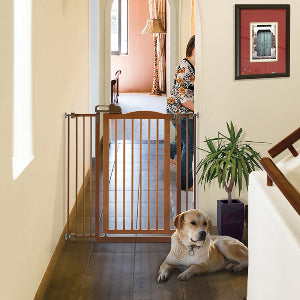 Tall One-Touch Gate II in Brown