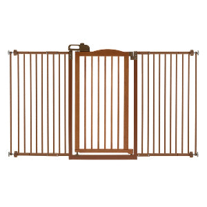 Tall One-Touch Gate II Wide in Brown